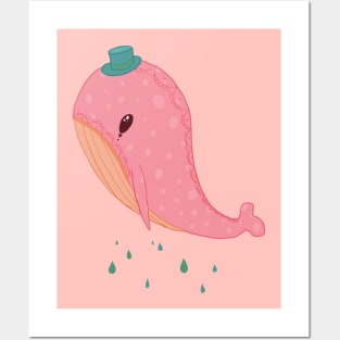 pink whale Posters and Art